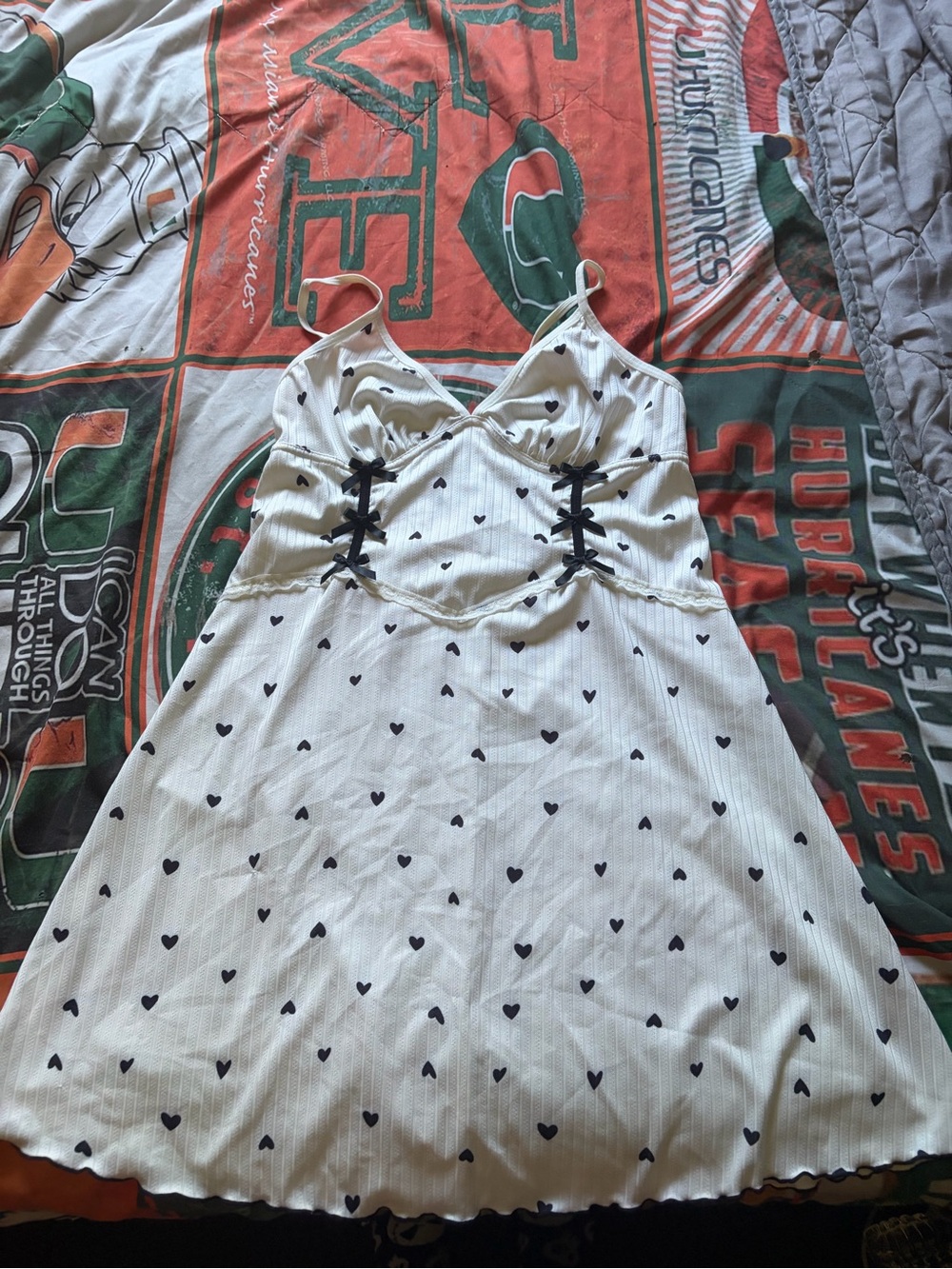 SHEIN White Mini Dress with Black Heart Print